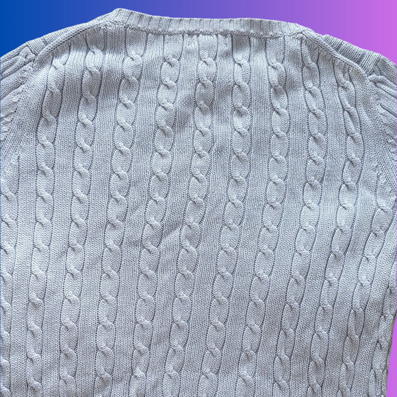 Blue Cable Knit Sweater | M | 346 by Brooks Brothers - Picture 2 of 4